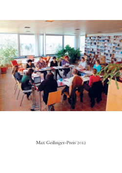 Broschüre Max Geilinger-Preis 2012 für das Übersetzerhaus Loren
